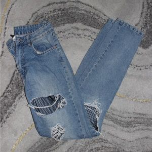H&M DIVIDED High Waisted Fishnet Jeans